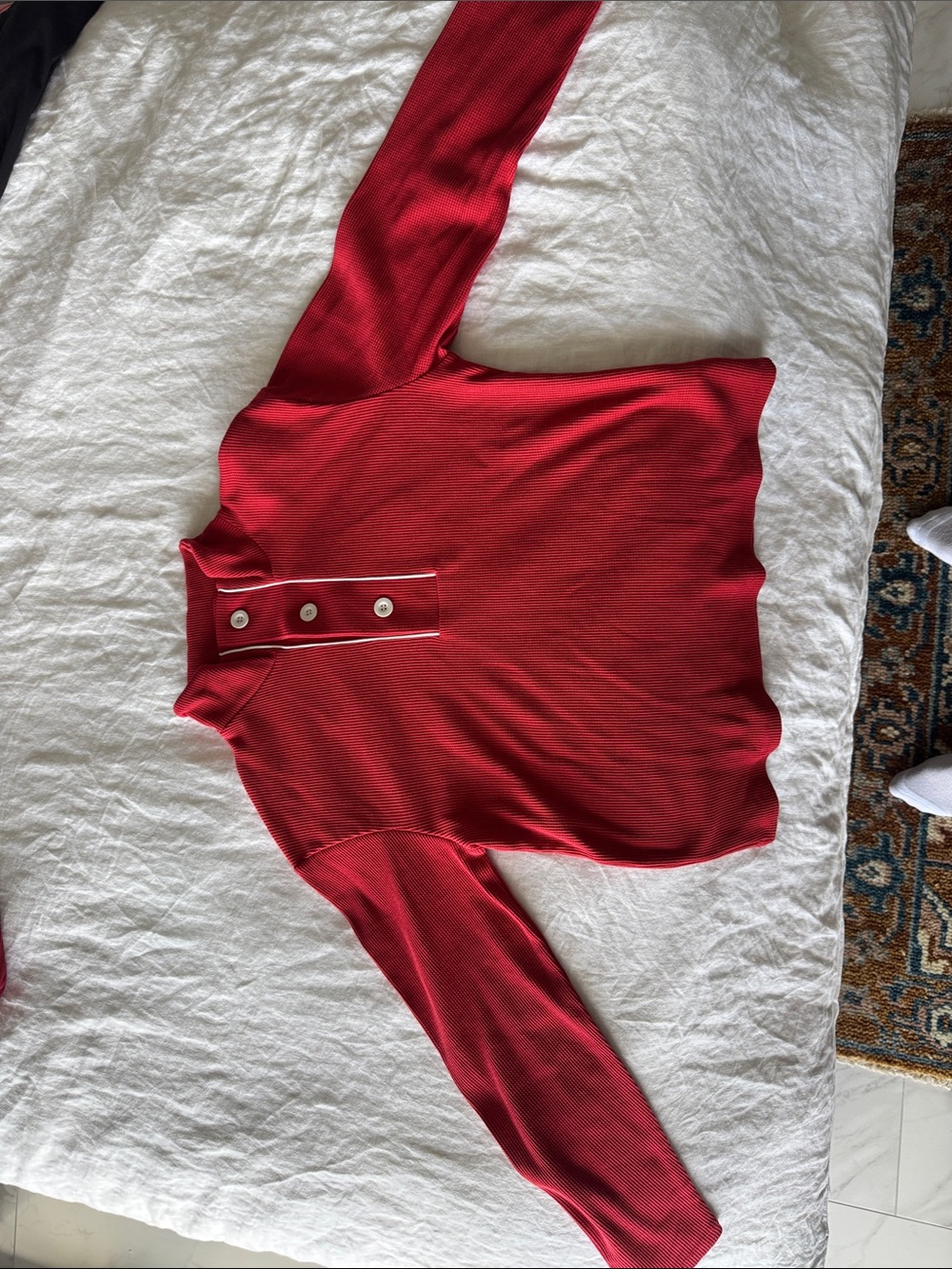 Zara Red Men’s Turtleneck Sweater with Button Placket